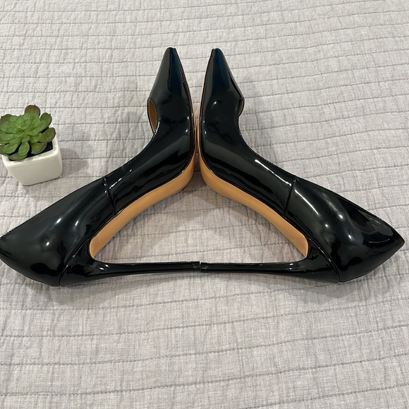 NWOT FSJ Black Patent Leather High Heels Office Pointed Toe Pumps Shoes Sz 8.5 - Picture 4 of 10